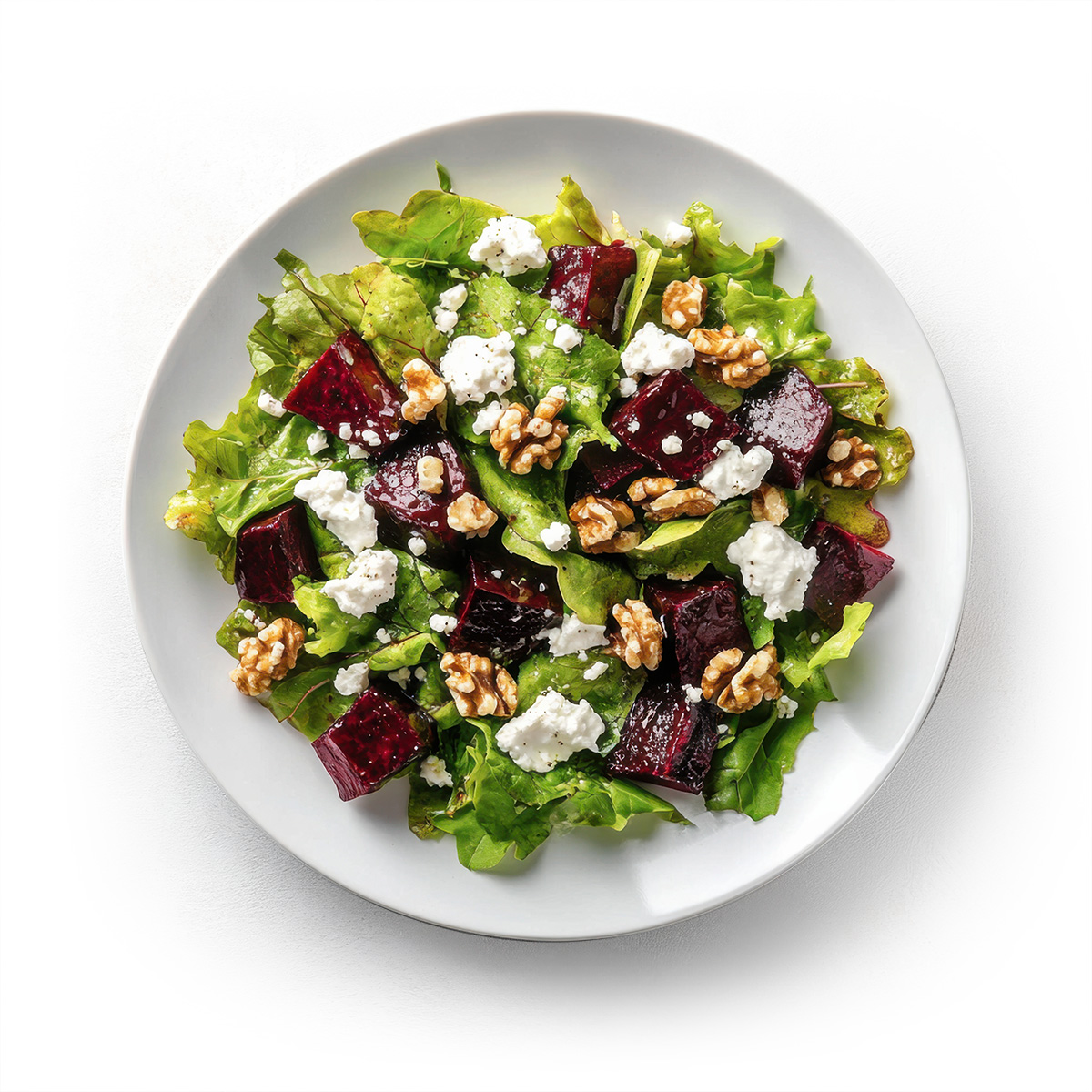 Salad with Marinated Beetroot, Goat Cream Cheese with truffle and Walnuts